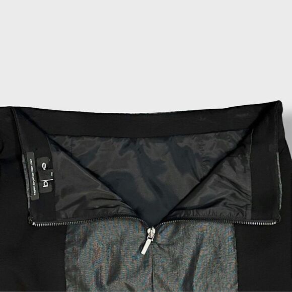 Bebe Black & Silver Stretchy Mini Skirt With Removable Elastic Belt Sz 8 - Picture 10 of 12